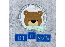 Stickdatei - Winterfreunde Doodle Appli Bär Kranz